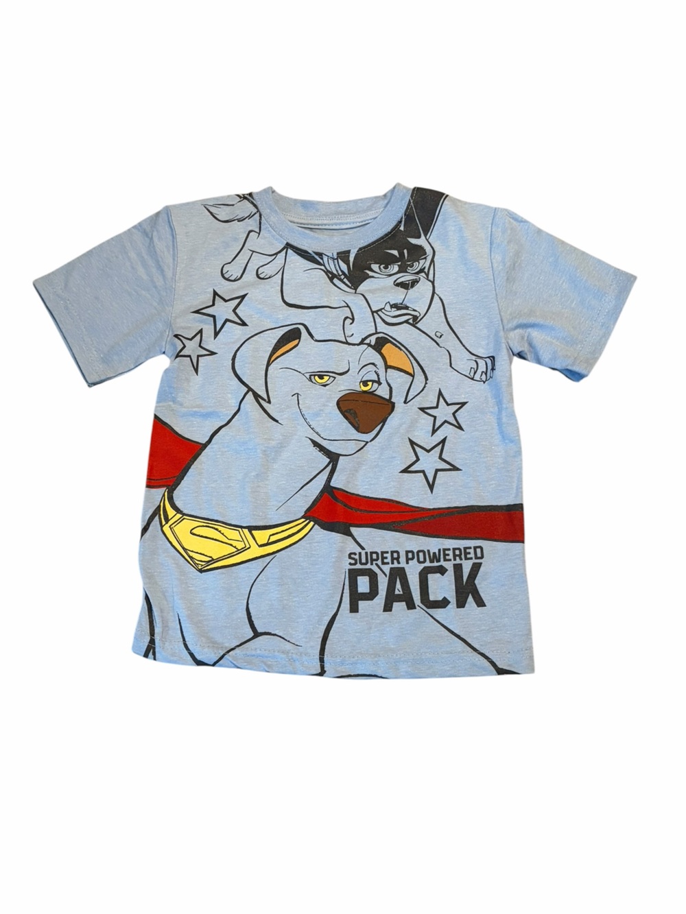 DC League of Super-Pets Light Blue Tee with Gold Print